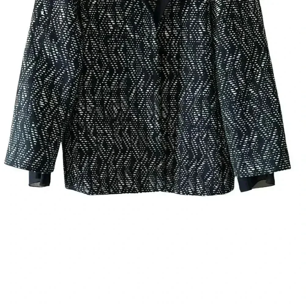 Lafayette 148 Women’s Blazer Black White Flat Hook and Eye Closure Versatile 12